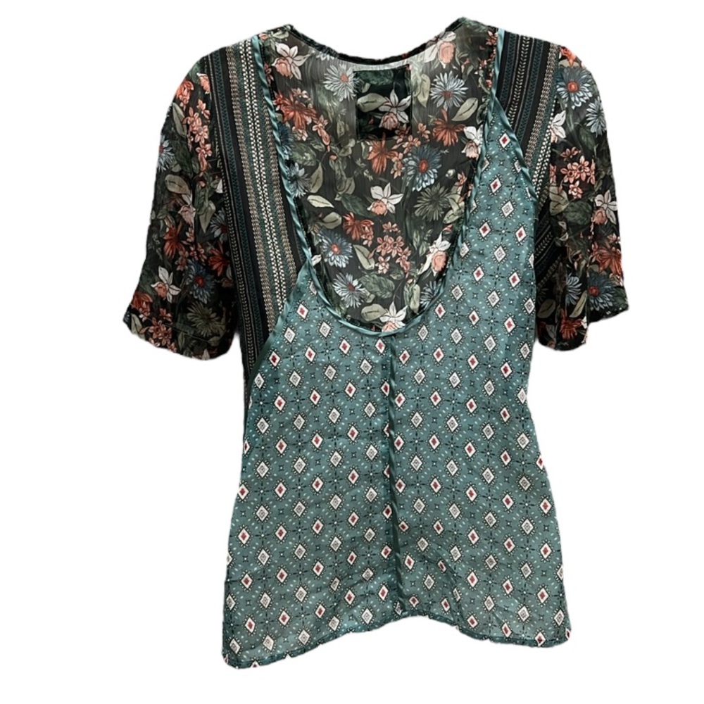 Anthropologie Tiny Lovely Patchwork Wrap Top Size… - image 3